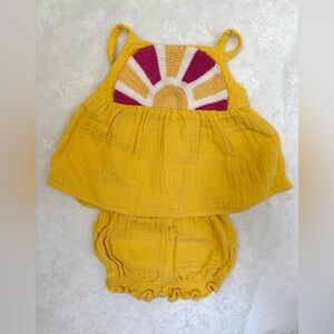 Old Navy Yellow Sun Crochet Tank Dress with Bloomer Set